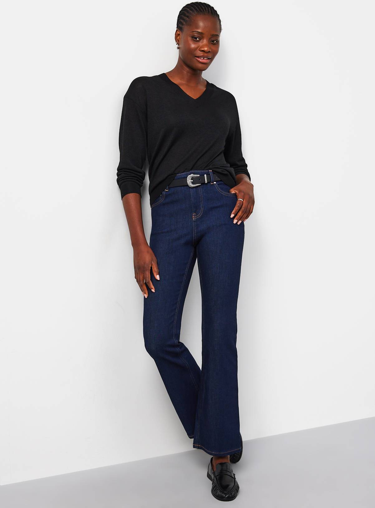 Dark Denim Slim Flare Jeans 20L - Image 2